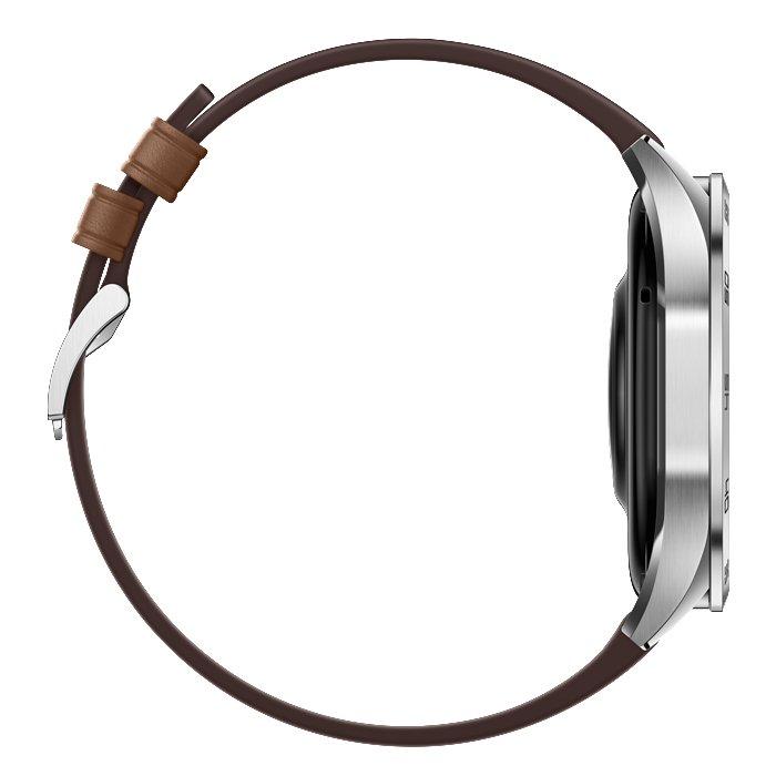 Huawei Watch GT4, 46mm, Stainless-Steel Body, Leather Strap - Brown
