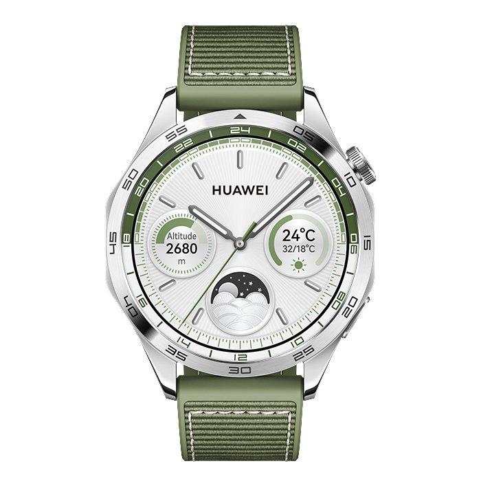 Buy Huawei watch gt4, 46mm, stainless-steel body, composite strap - green in Kuwait