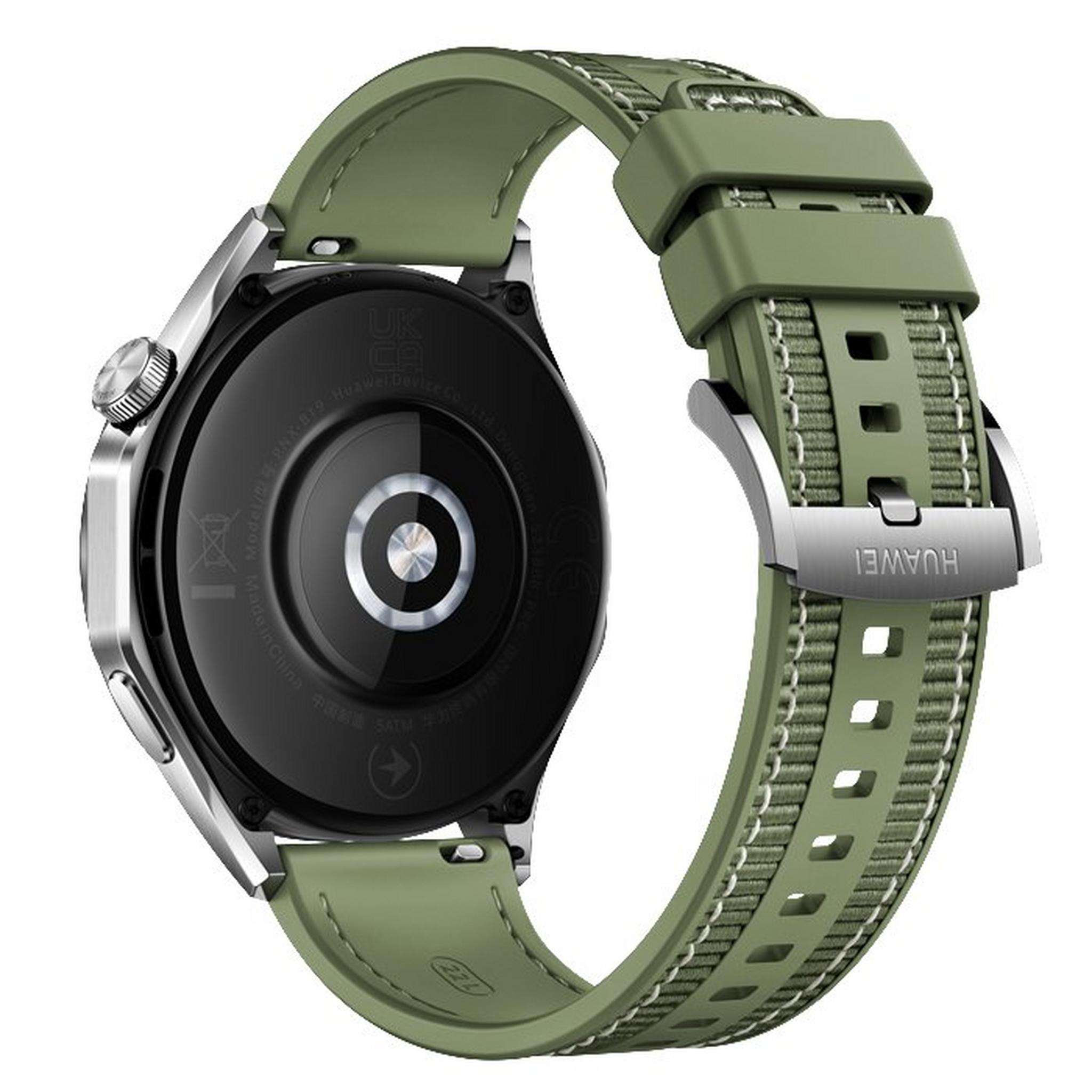 ساعة هواوي جي تي 4، 46 ملم، هيكل من الستانلس ستيل، ، وحزام مركب - أخضر