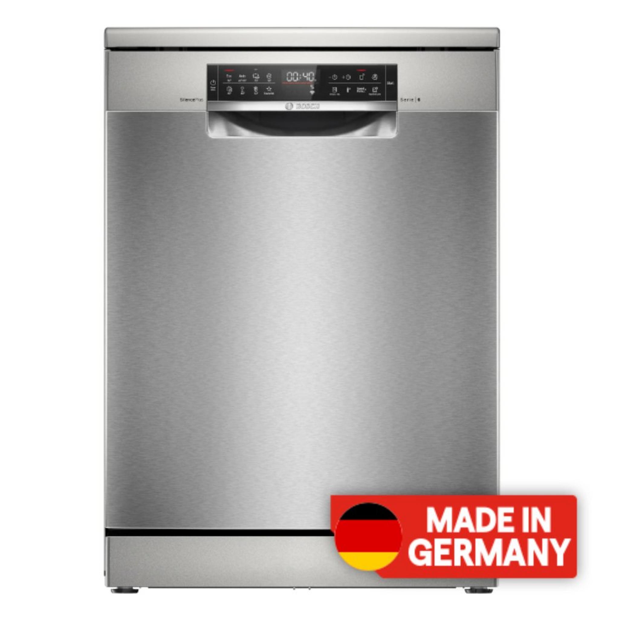 BOSCH Series 6 Free-Standing Dishwasher, 8 Programs, 13 Place Settings, SMS6ECI38M - Silver Inox