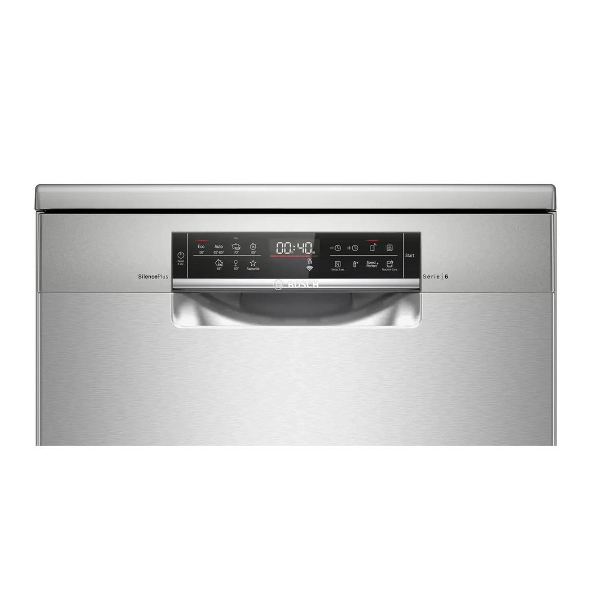 BOSCH Series 6 Free-Standing Dishwasher, 7 Programs, 13 Place Settings, SMS6HMI27M - Silver Inox