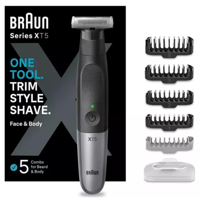 Braun One Blade Hybrid Beard Trimmer, Shaver & Electric Razor for Men, XT5100 - Black/Grey