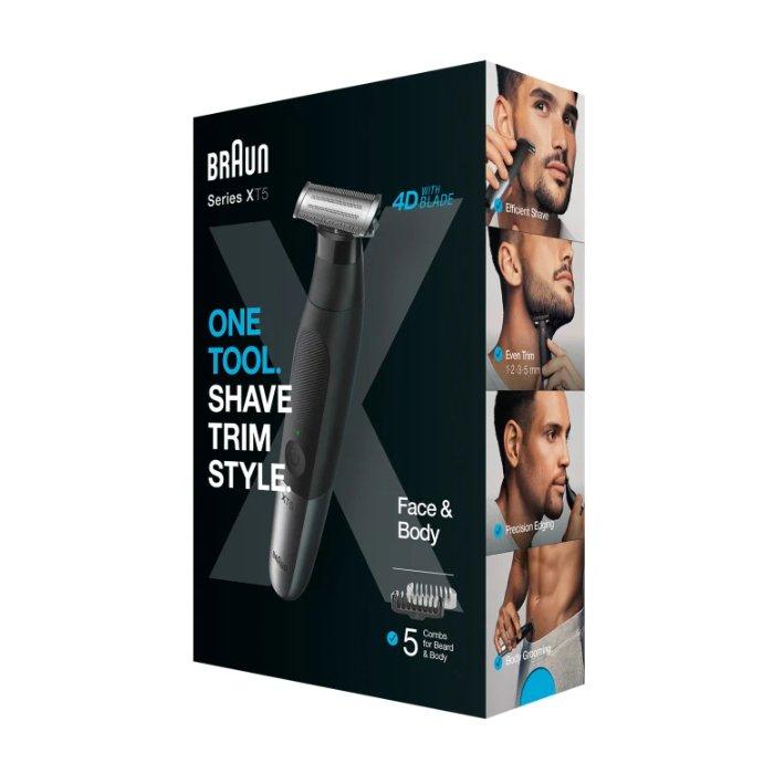 Braun One Blade Hybrid Beard Trimmer, Shaver & Electric Razor for Men, XT5100 - Black/Grey