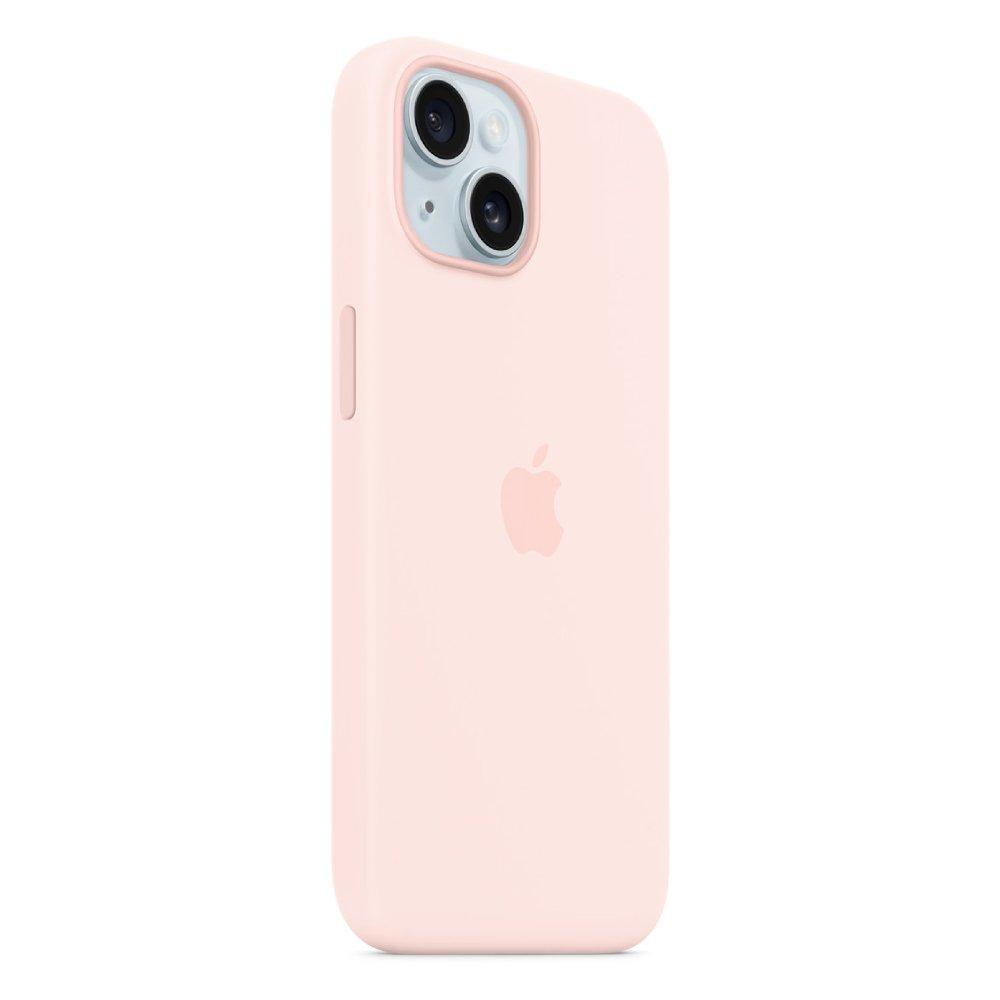 Apple iPhone 15 Silicone Case with MagSafe Light Pink