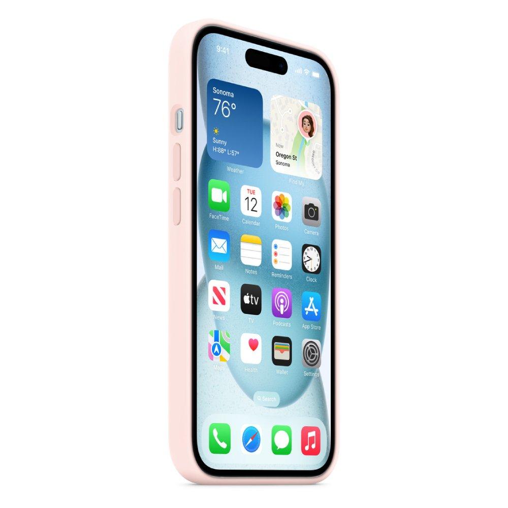 Apple iPhone 15 Silicone Case with MagSafe Light Pink