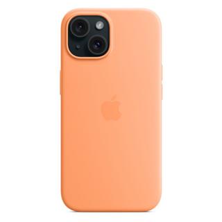 Buy Apple iphone 15 silicone case with magsafe orange sorbet in Kuwait