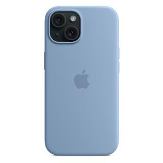 Buy Apple iphone 15 silicone case with magsafe winter blue in Kuwait
