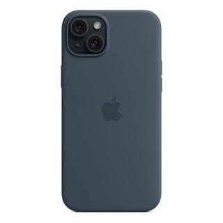 Buy Apple iphone 15 plus silicone case with magsafe storm blue in Kuwait