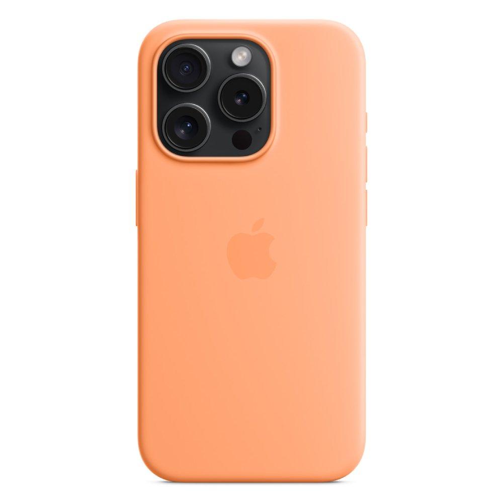 Buy Apple iphone 15 pro silicone case with magsafe - orange sorbet in Kuwait