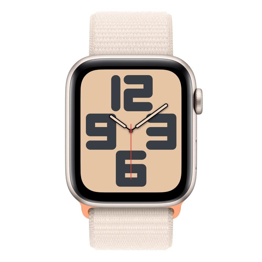 ساعة أبل إس إي جي بي إس 40 ملم هيكل ألومنيوم ستارلايت كريمي مع حزام ستارلايت كريمي الرياضية