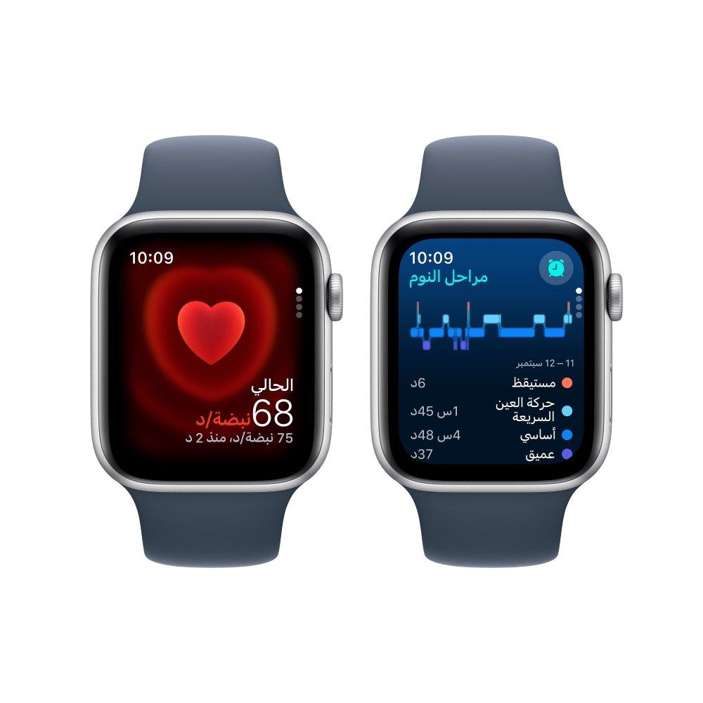 Apple Watch SE GPS 40mm Silver Aluminium Case with Storm Blue Sport Band - S/M