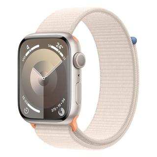 Buy Apple watch series 9 gps 41mm starlight aluminium case with starlight sport loop in Kuwait