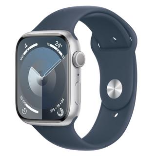 Buy Apple watch series 9 gps 41mm silver aluminium case with storm blue sport band - s/m in Kuwait