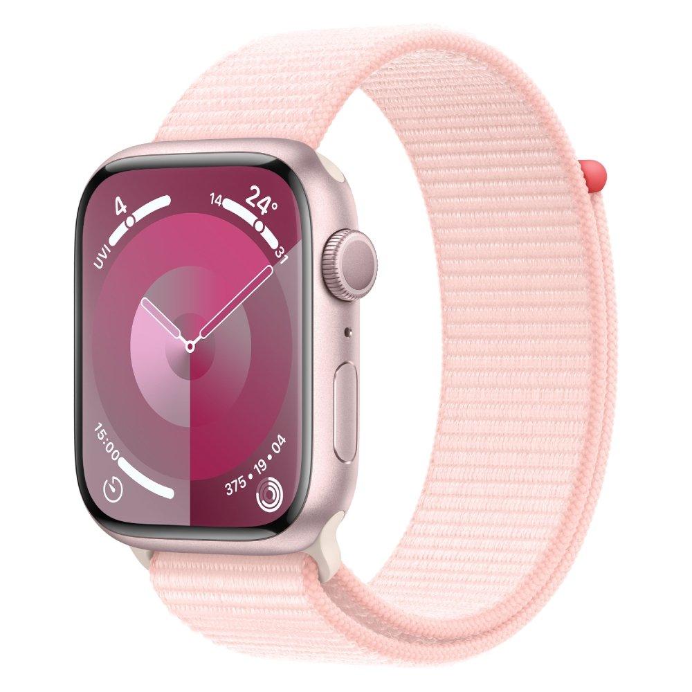 Buy Apple watch series 9 gps 41mm pink aluminium case with light pink sport loop in Kuwait