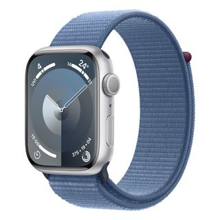 Buy Apple watch series 9 gps 45mm silver aluminium case with winter blue sport loop in Kuwait