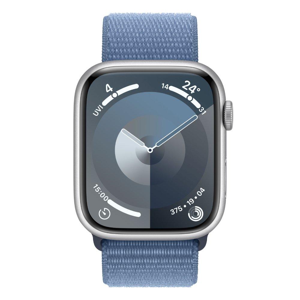 Apple Watch Series 9 GPS 45mm Silver Aluminium Case with Winter Blue Sport Loop