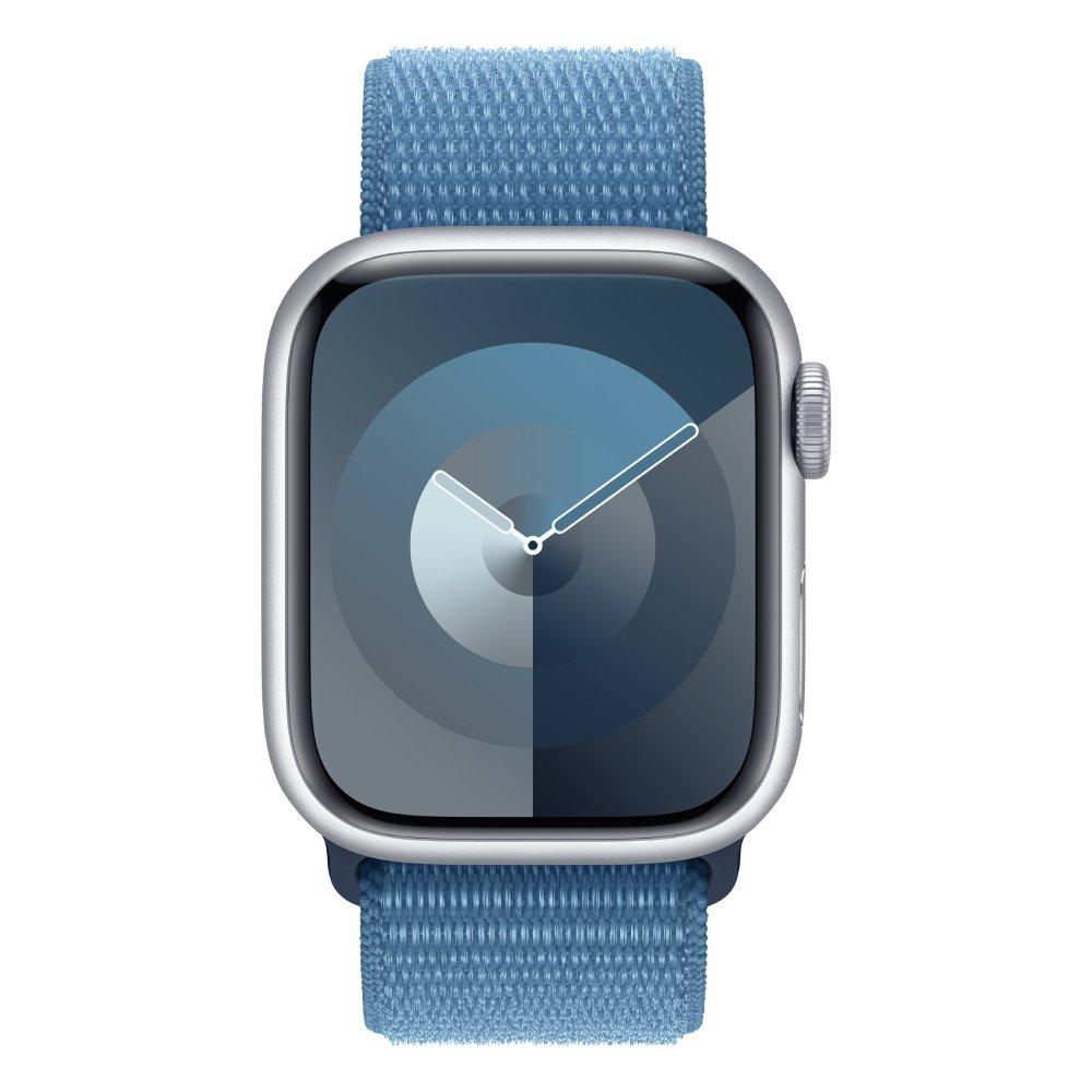 Apple Watch Series 9 GPS + Cellular 45mm Silver Aluminium Case with Winter Blue Sport Loop