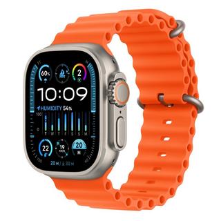 Buy Apple watch ultra 2 gps + cellular, 49mm titanium case with orange ocean band in Kuwait