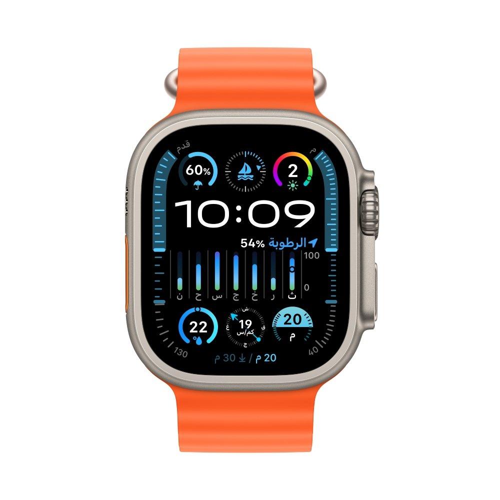 ساعة أبل ألترا 2 الخلوي + جي بي اس هيكل تيتانيوم 49 ملم سوار برتقالي أوشن