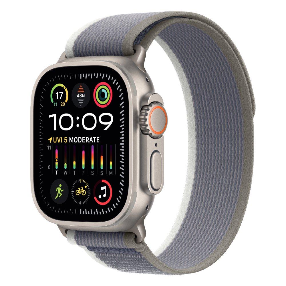 Buy Apple watch ultra 2 gps + cellular, 49mm titanium case with green/grey trail loop - m/l in Kuwait