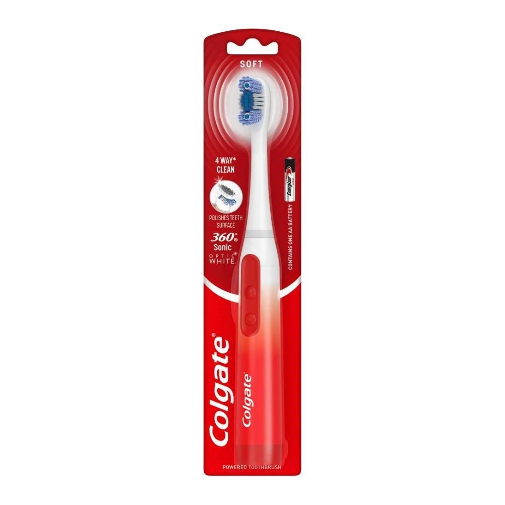 Colgate 360 Optic White Battery Toothbrush - Red