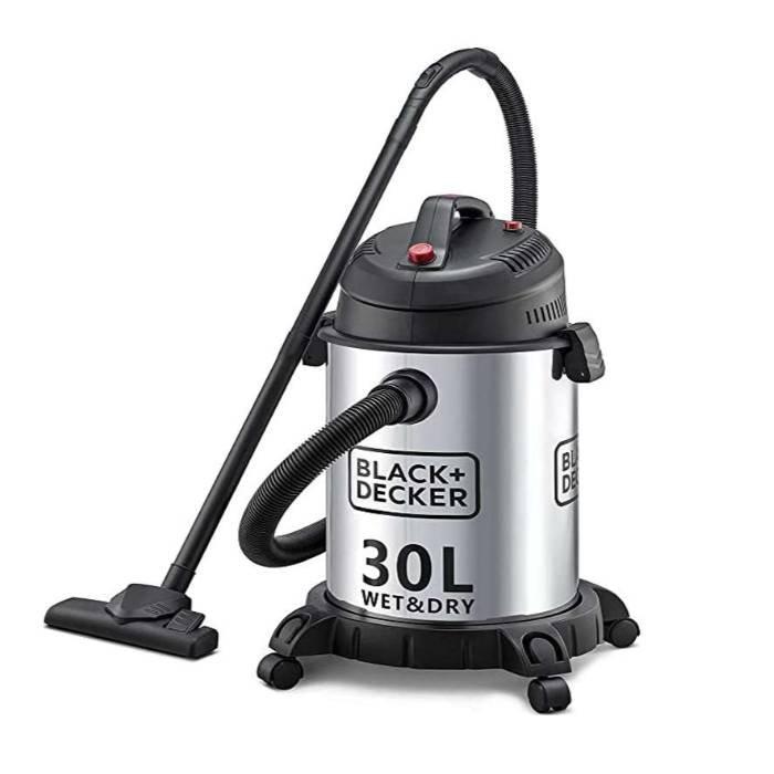 Black & Decker Wet & Dry Drum Vacuum Cleaner, 1400W, 30L, WV1450-B5 - Stainless Steel