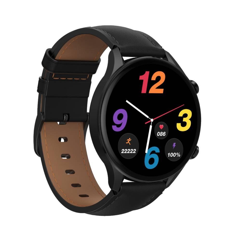 G-tab GT7 Smart Watch, 36mm, Stainless-Steel Body, Leather Starp - Black