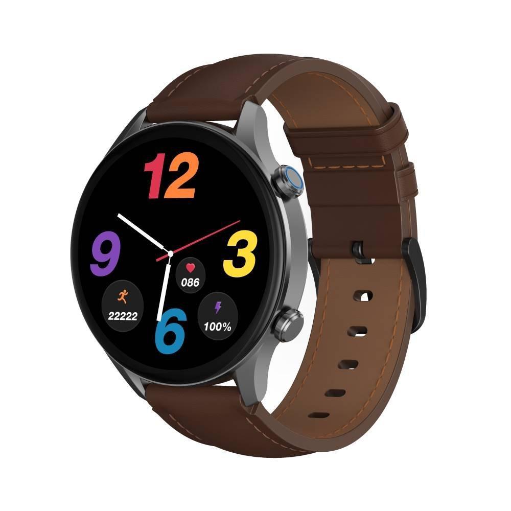 G-tab GT7 Smart Watch, 36mm, Stainless-Steel Body, Leather Starp - Gray