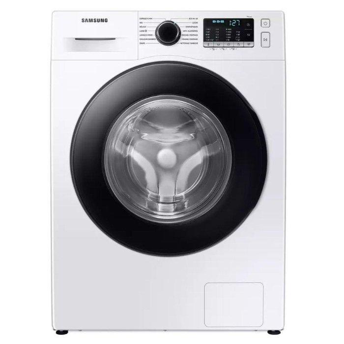 Buy Samsung front load with hygiene steam washing machine, 8kg, ww80ta046ae – white in Kuwait