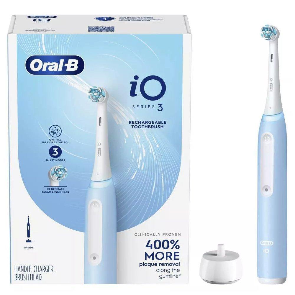 Oral-B iO Series 3 Rechargeable Electric Toothbrush + One Brush Head - Light Blue
