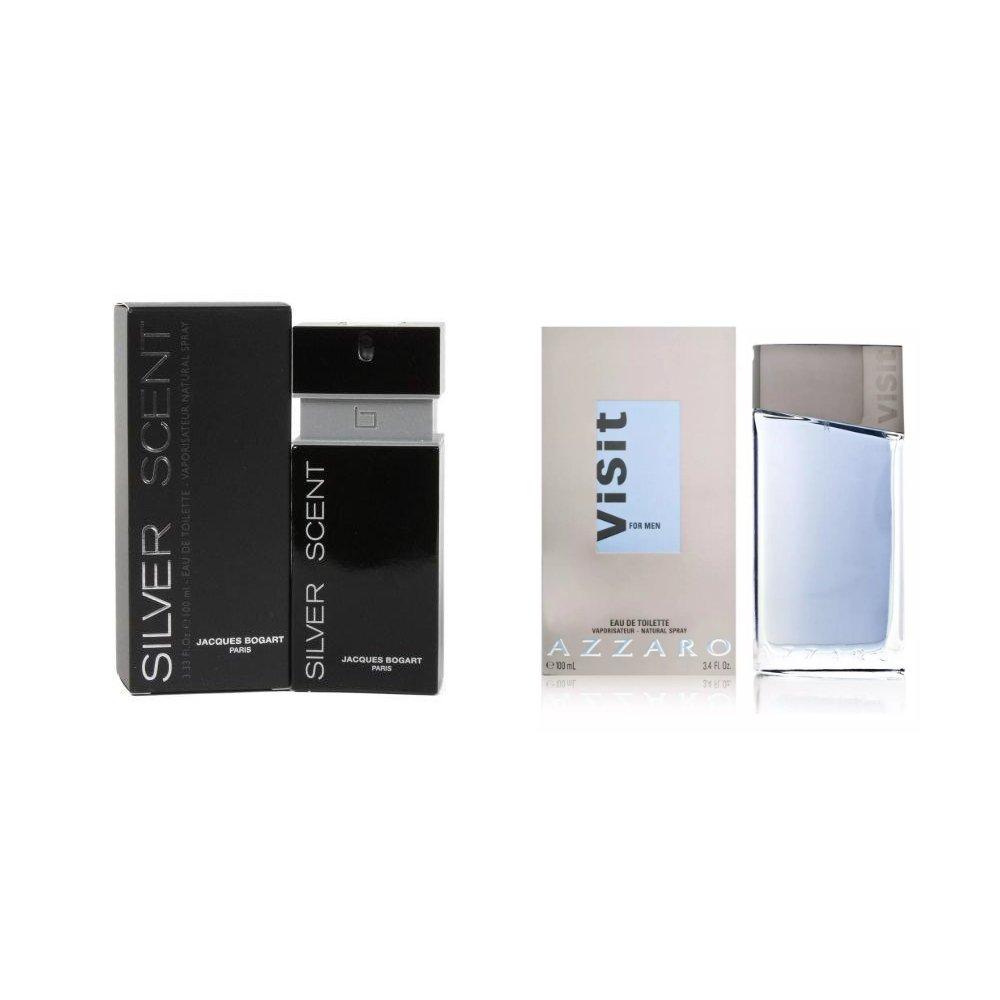 Buy Visit perfume for men by azzaro 100 ml edt + silver scent perfume for men by jaques bog... in Kuwait