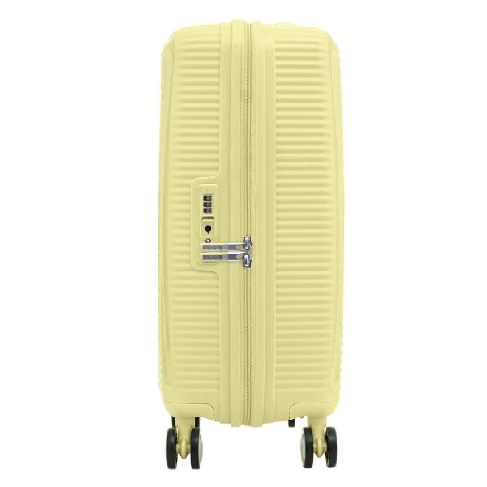 American Tourister Curio Spinner Hard Luggage Trolley Bag, 55cm, AO8X13023– Custard Yellow