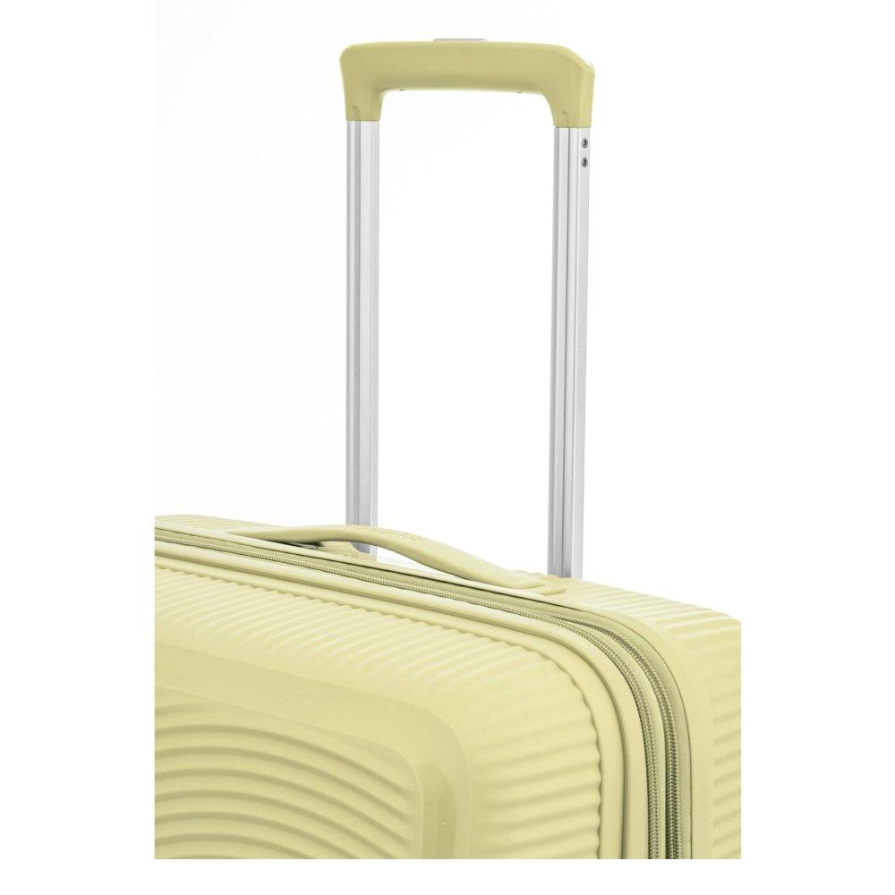 American Tourister Curio Spinner Hard Luggage Trolley Bag, 55cm, AO8X13023– Custard Yellow