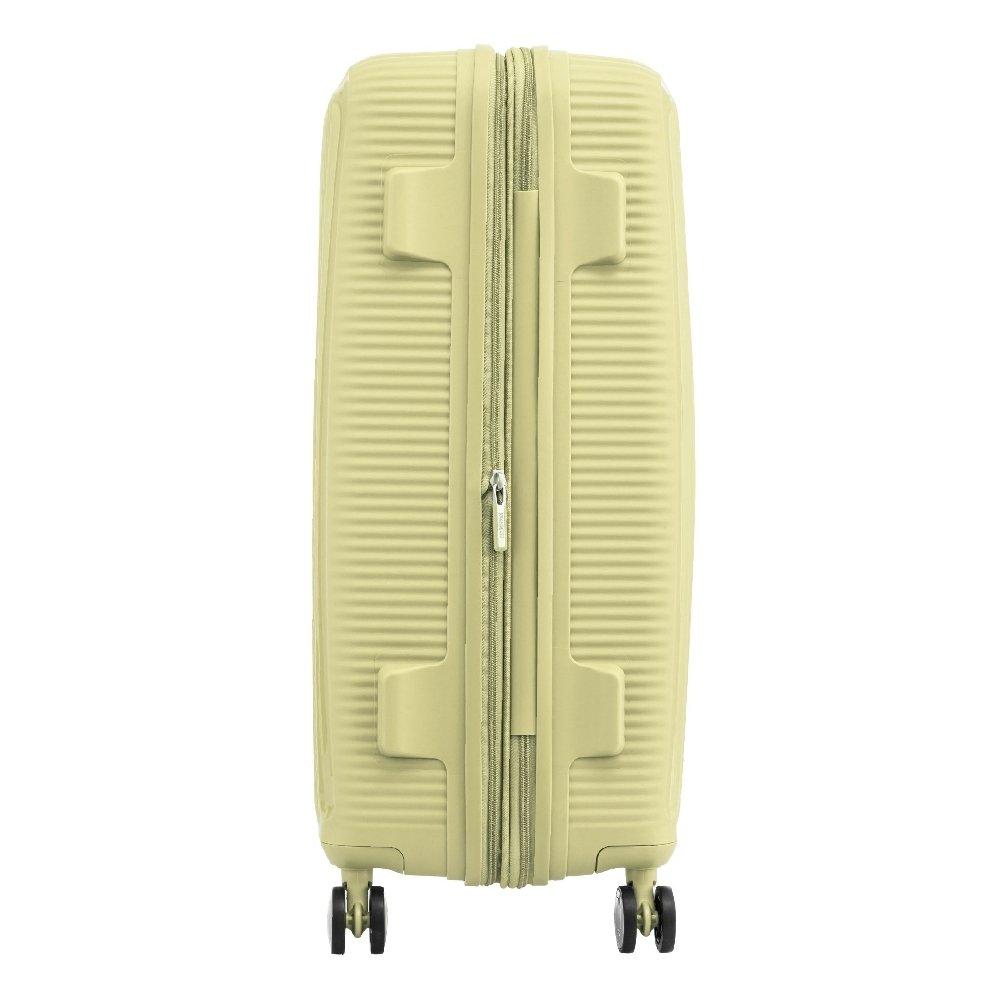 American Tourister Curio Spinner Hard Luggage Trolley Bag, 69cm, AO8X13024– Custard Yellow