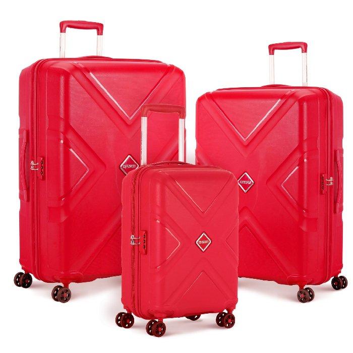 Buy American tourister kross hard luggage trolley bag (set of 3), 79+68+55cm, le2x00104 – red in Kuwait