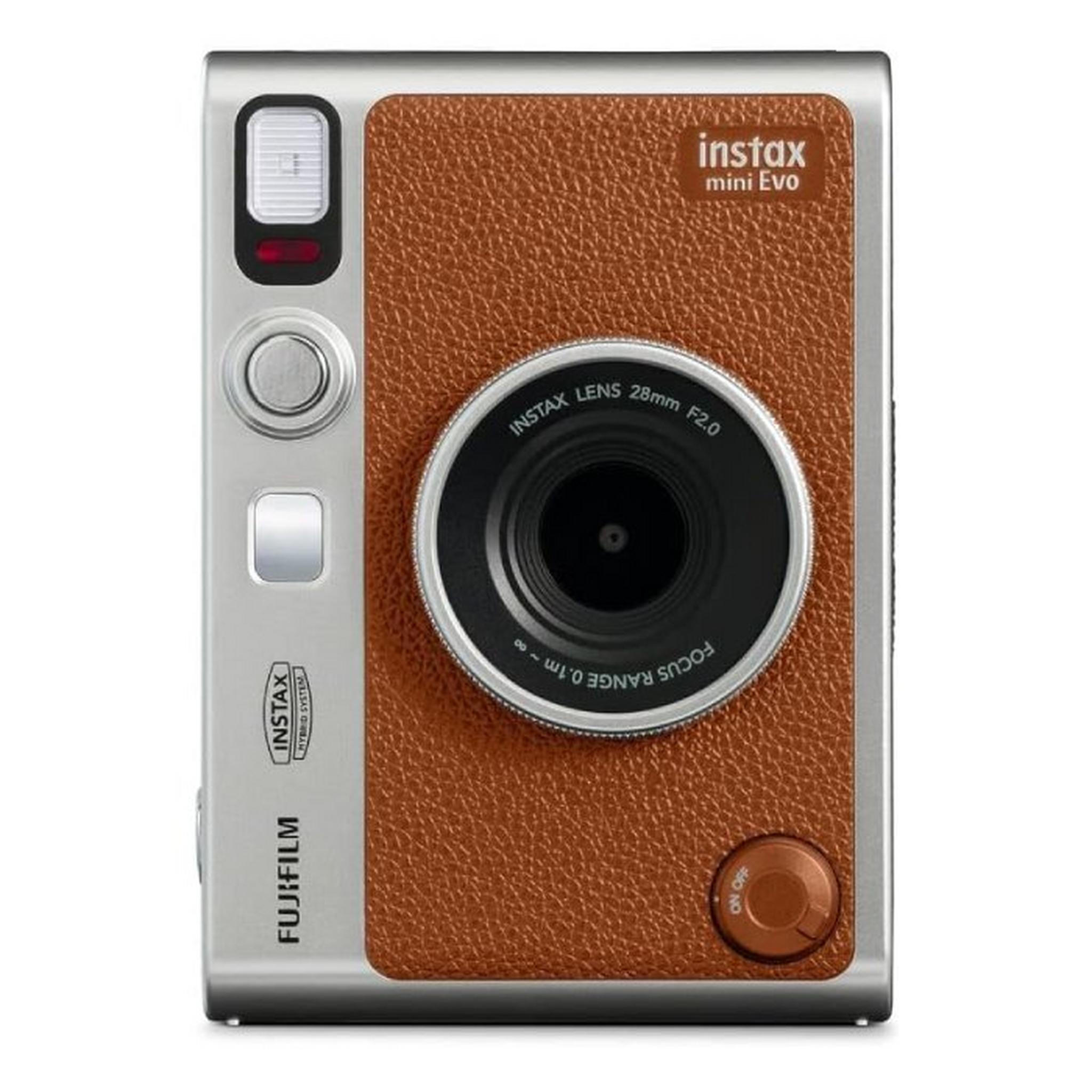 Fujifilm Instax Mini Evo Camera, 28mm, USB Type C Port – Brown