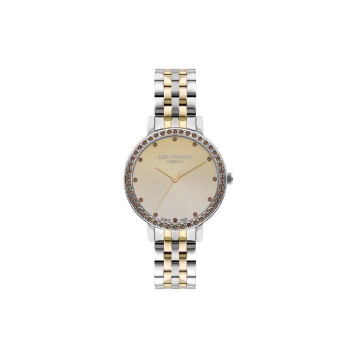 Lee Cooper Dial Watch for Women, Analog, 34mm, Metal Strap, LC07590.210 – Silver/Gold