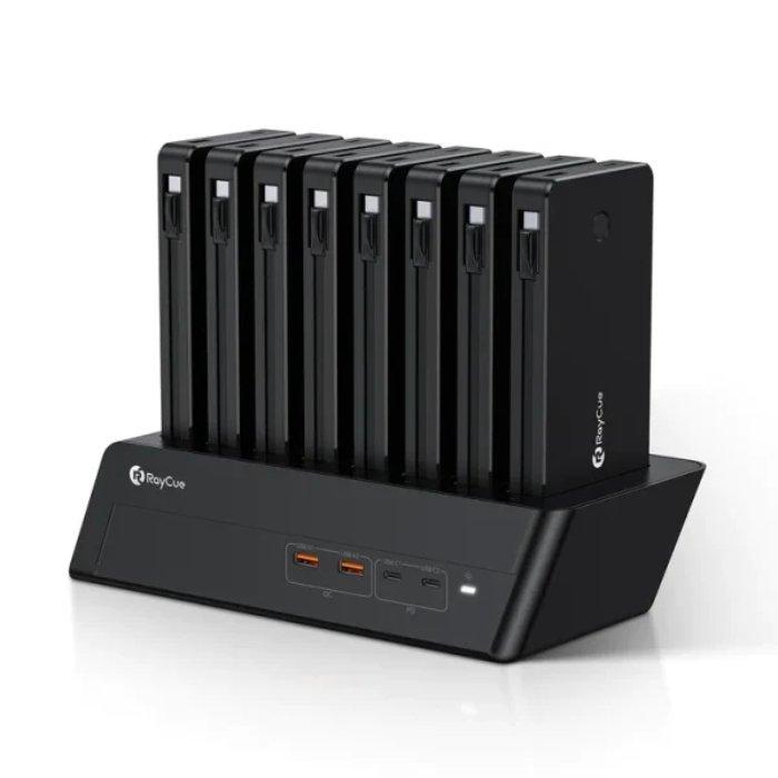 Raycue 8 in 1 Charging Station Combo with 8*10000mAh Power Delivery 20W Power Bank, PB001 – Black 
