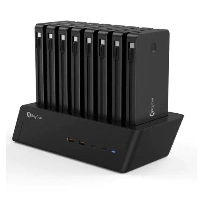Raycue 8 in 1 Charging Station Combo with 8*10000mAh Power Delivery 20W Power Bank, PB001 – Black 