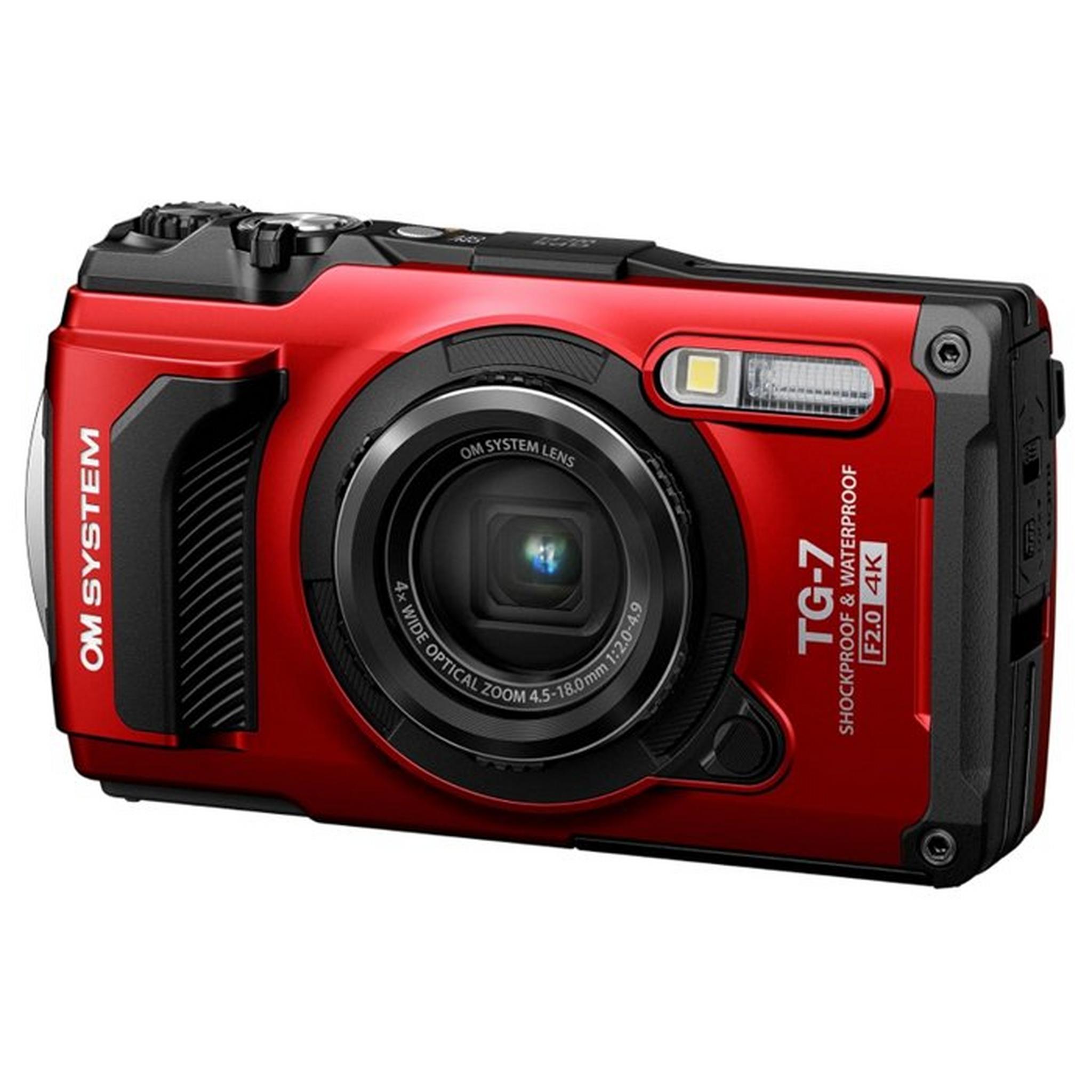 Olympus Om System TG7 Digital Camera, 12 MP, 25-200mm – Red
