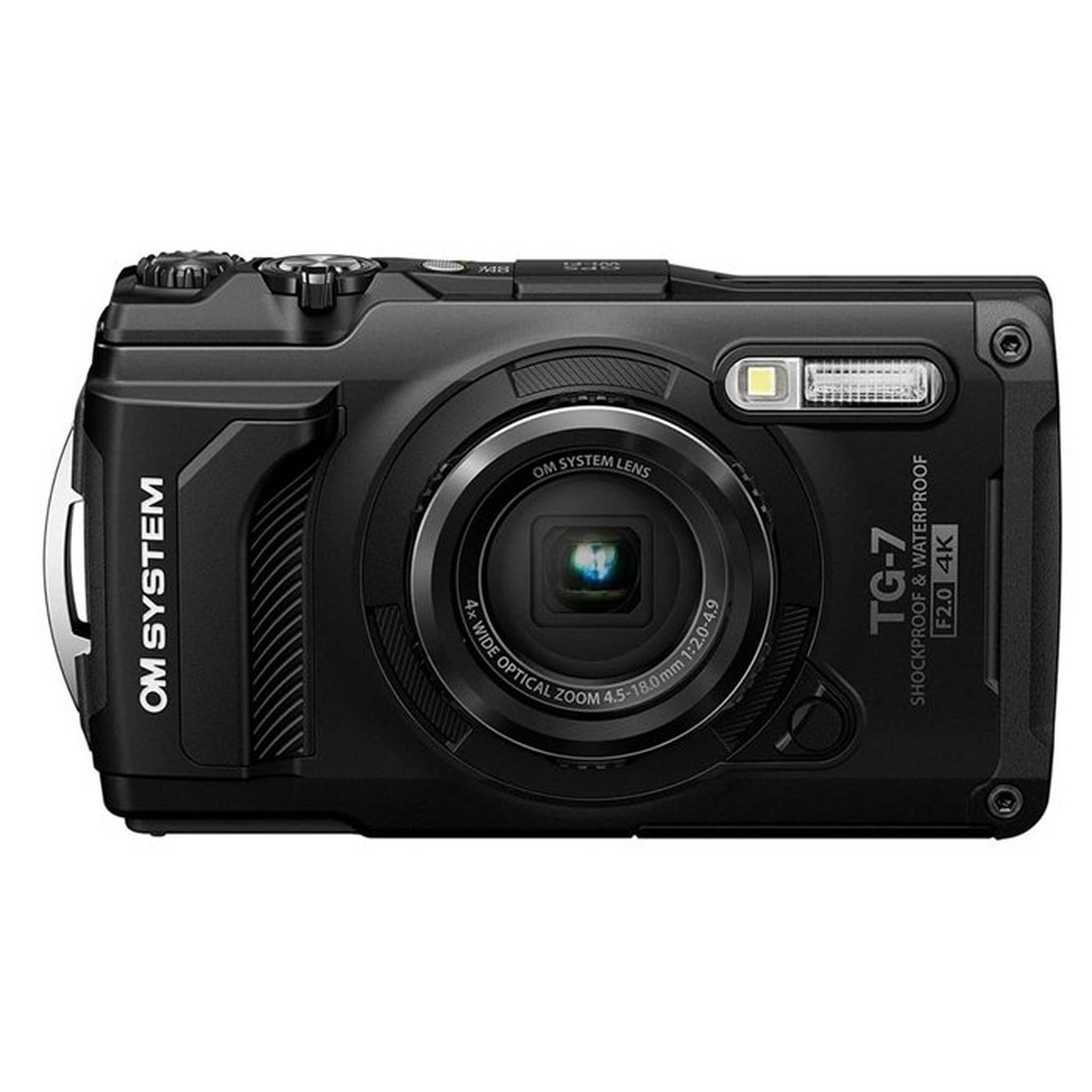 Olympus Om System TG7 Digital Camera, 12 MP, 25-200mm – Black