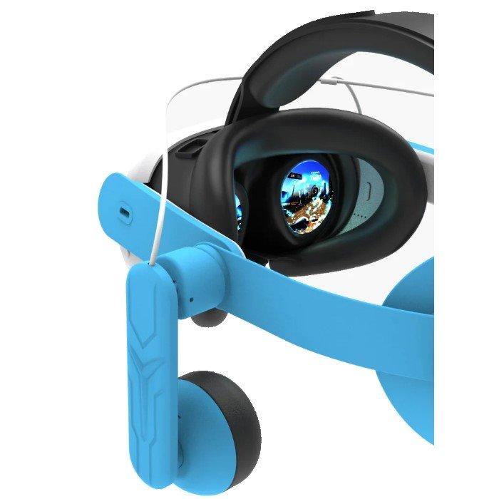 Gamax Adjustable Head Mount with Earphones for Meta Quest 3 – Blue