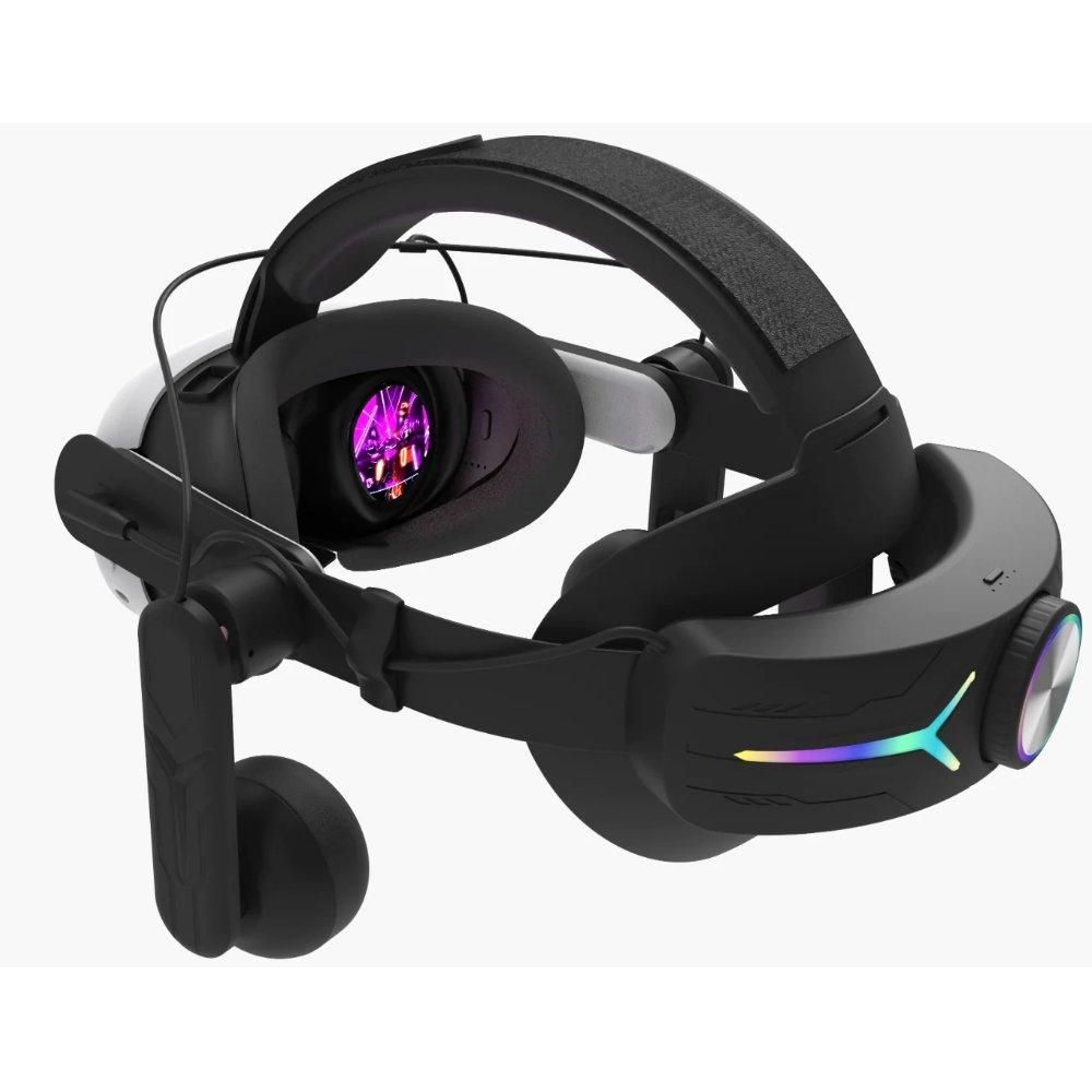 Buy Gamax charging rgb head mount with earphones for meta quest 3 – black in Kuwait