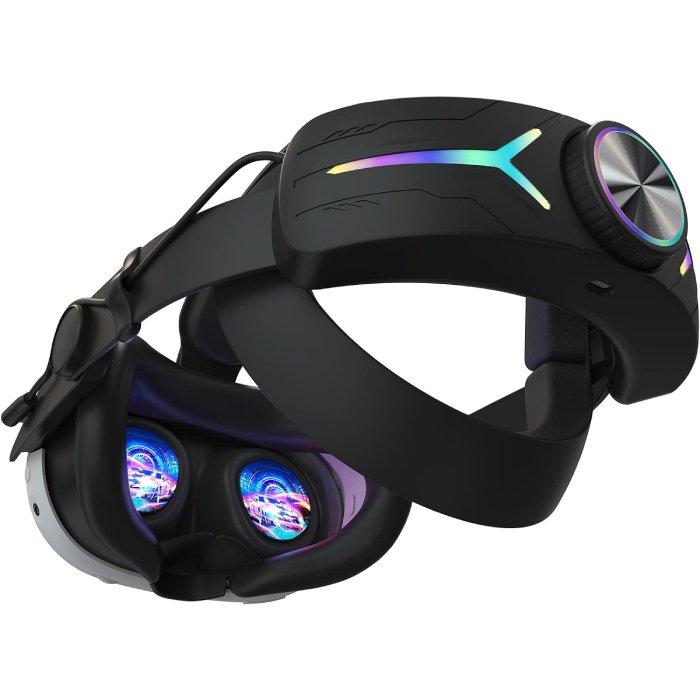 Gamax Charging RGB Head Mount with Earphones for Meta Quest 3 – Black