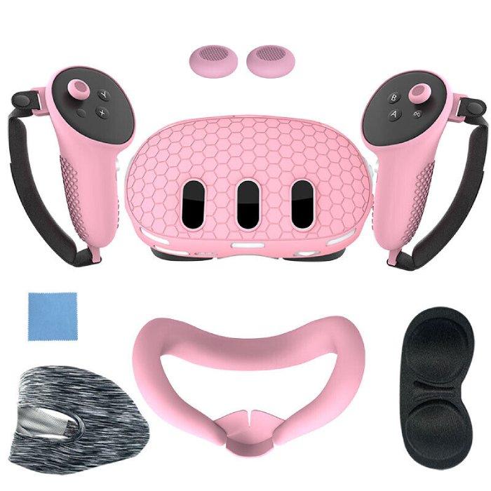 Gamax Silicon Protection Set for Meta Quest 3 - Pink