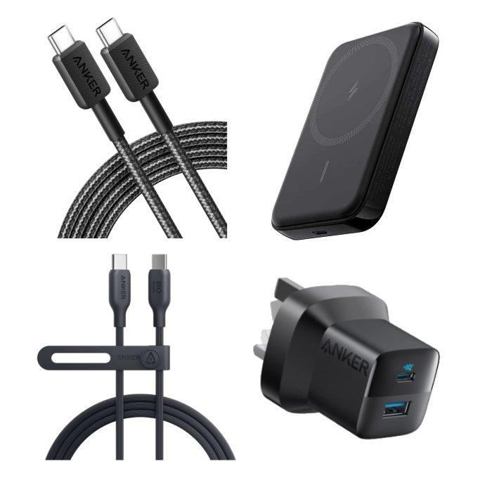 Anker 321 MagGo PowerCore Power Bank 5,000mAh + Anker 544 USB-C to USB-C Cable (Bio-Based) 140W (0.9m) + Anker 322 USB-C to USB-C Cable Braided (0.9m) + Anker 323 Charger 33W – Black