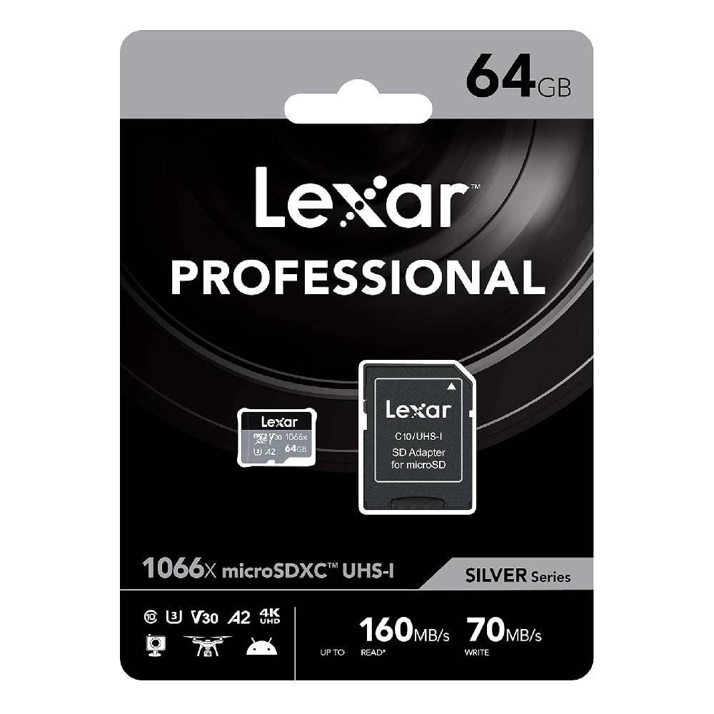 بطاقة  ذاكرة عالية الأداء برو 1066 اكس مايكرو اس دي اكس سي يو اتش اس-اي من ليكسر، بسعة 64 جيجابايت -  LMS1066064G-BNANG