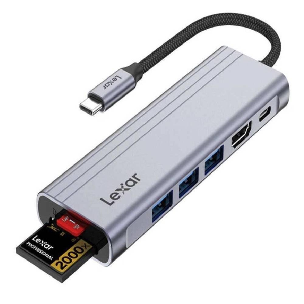 موزع طاقة 7 في 1 متعدد المنافذ  يو إس بي- سي من ليكسرLPAH31N-RNHNG - فضي