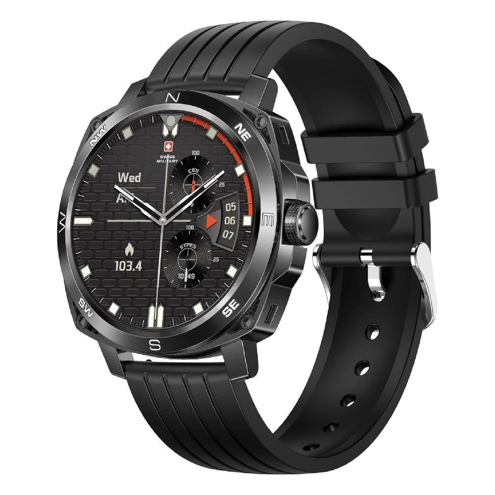 Swiss Military Dom 4 Smart Watch Silicone Strap, SM-WCH-DOM4-GFBkSi - Black