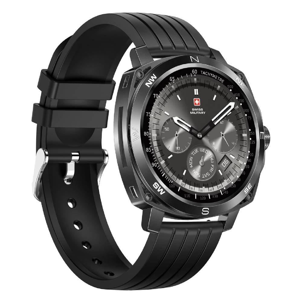 Swiss Military Dom 4 Smart Watch Silicone Strap, SM-WCH-DOM4-GFBkSi - Black